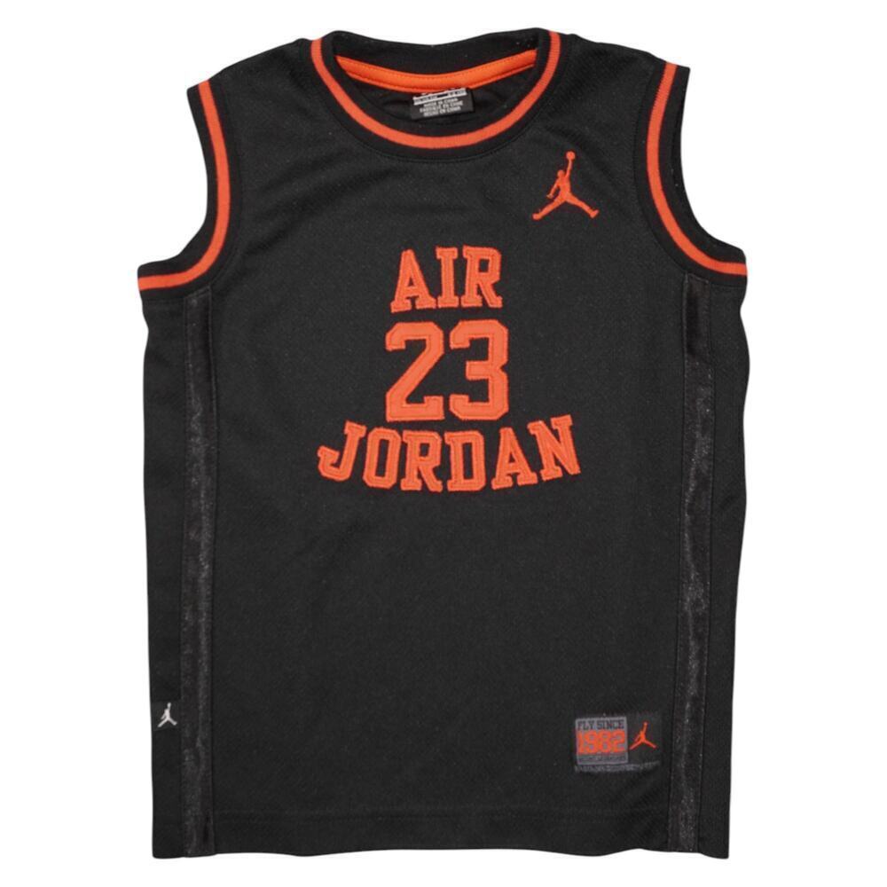 AIR 23 JORDAN Kids Black & Orange Basketball Jersey Youth Size M (5-6 YRS)